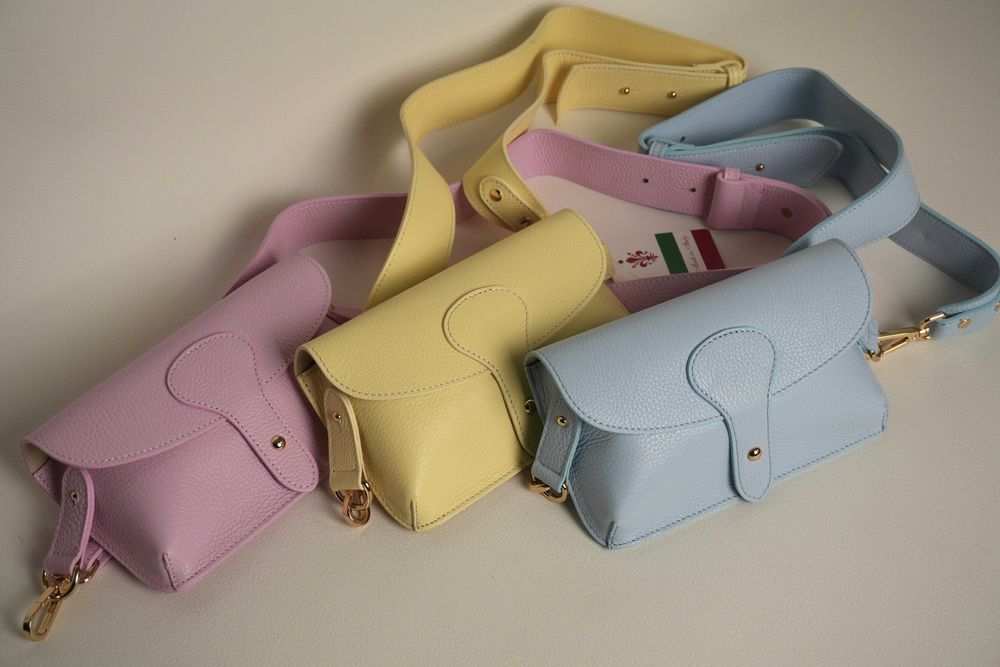 torebka nerka skóra granatowa niebieska  vera pelle żółta różowa rudy