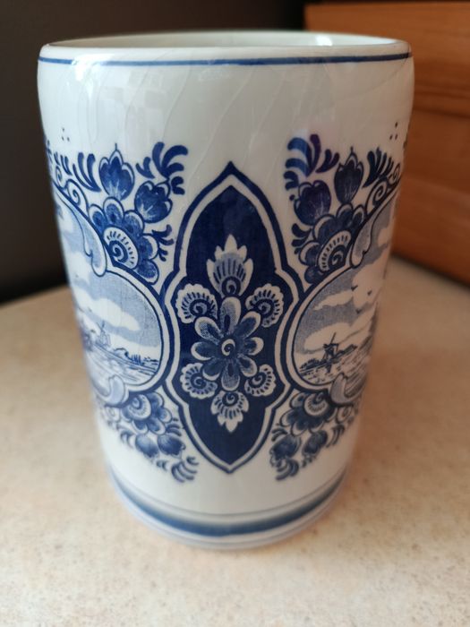 Śliczny stary kufel porcelana Delft