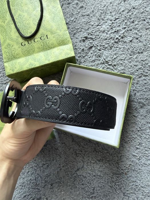 Gucci Pasek Skórzany GG Interlocking G 48/120 Czarny + Pudełko