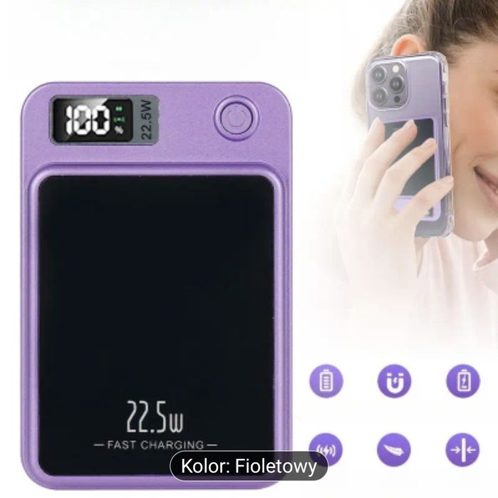 powerbank magsafe magnetyczny bezprzewodowy, 10000 mAh