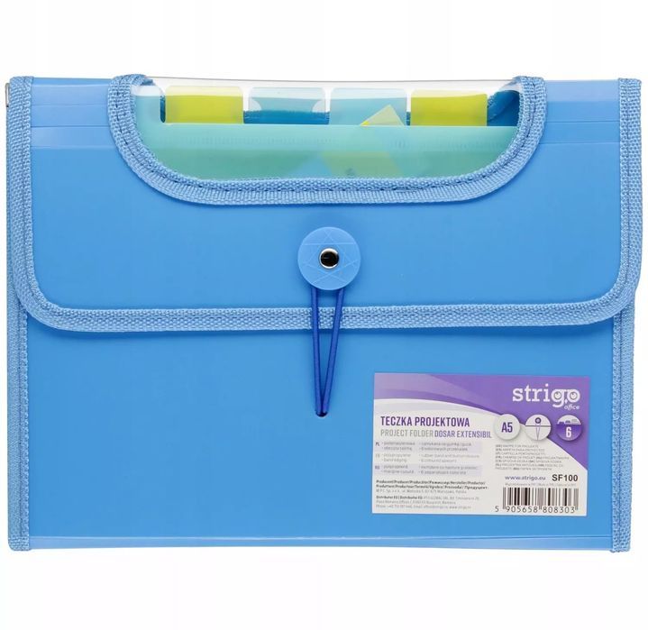 Teczka na dokumenty Strigo 6 przegródek A5 niebieska. Strigo. Nowy Produkt
