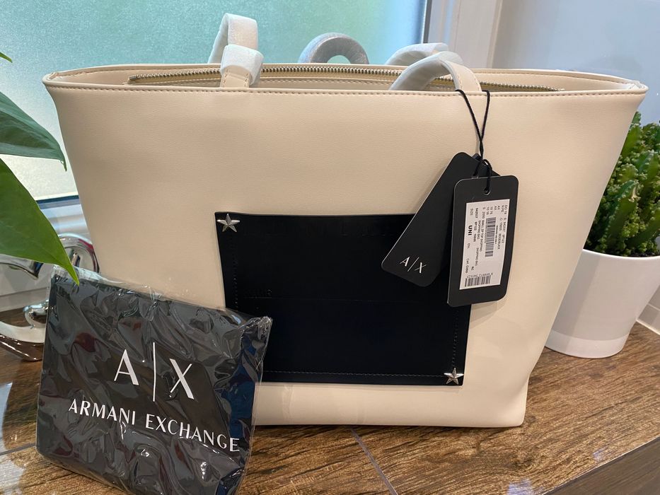 Torebka Armani Exchange kremowa duża