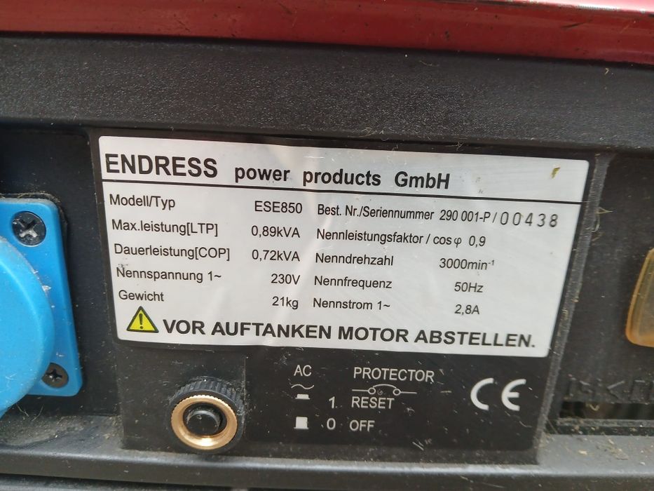 Agregat prądotwórczy  800w  jednofazowy 2t