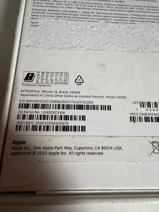 @ Bateria 100% iPhone 15 256gb Black