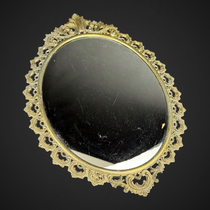 Lustro Ścienne w Złotej Ramie Rokoko Pałacowe mosiądz B61/021806