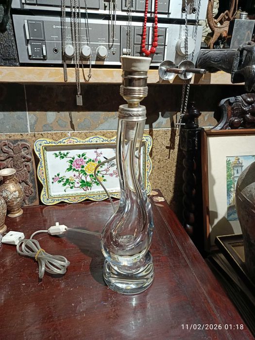 Candeeiro Cristal Val Saint Lambert 38 cm até Abajur Anos 60