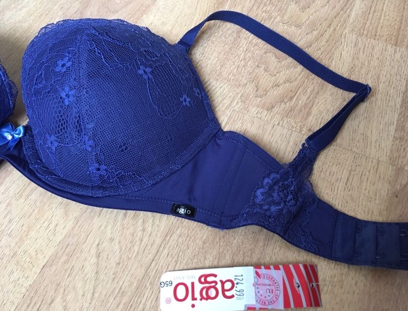 NOWY granatowy stanik biustonosz push-up Agio 65G