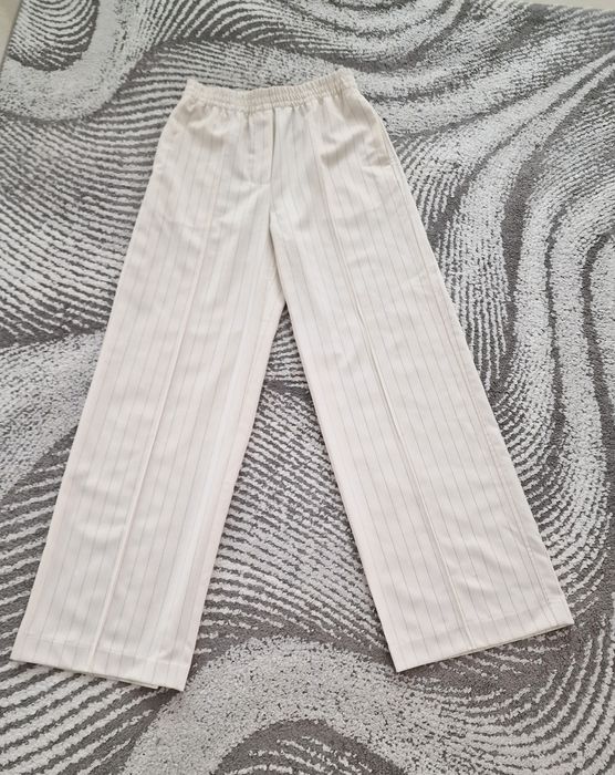 Spodnie szerokie,ecru,paski"H&M".