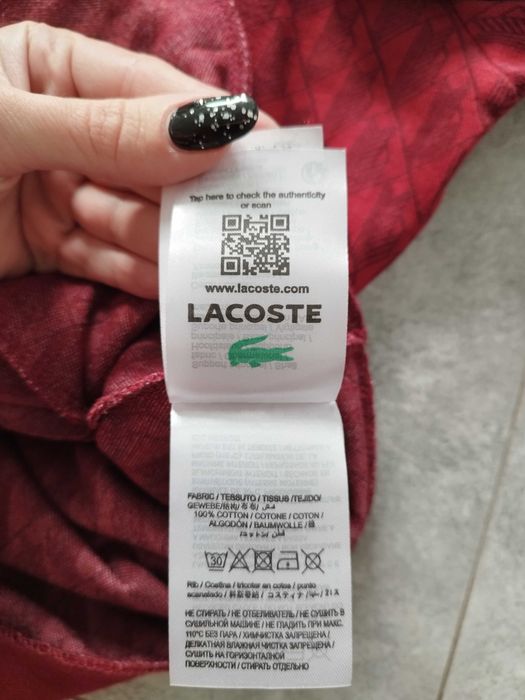 Dres męski Lacoste monogram, L, burgund, czerwony, bordo
