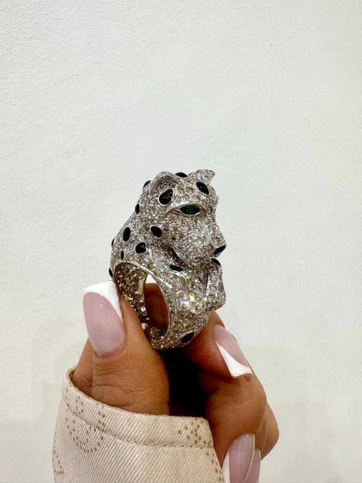 Pierścionek kotek/pantera z diamentami naturalnymi 11.30 CT