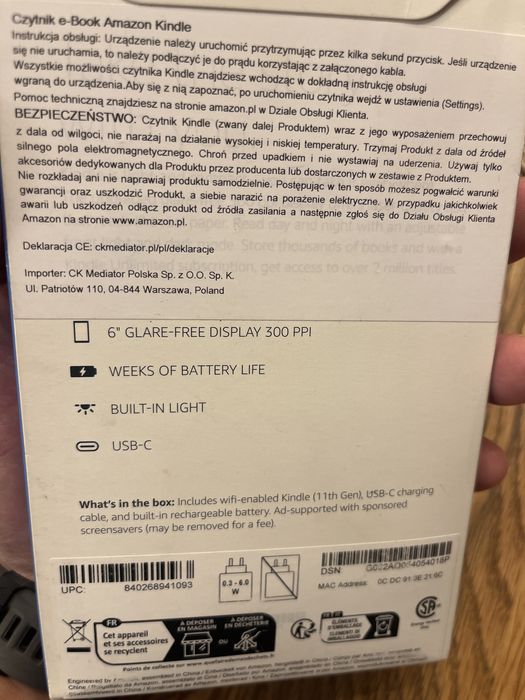 Czytnik e-Book Amazon Kindle 6”