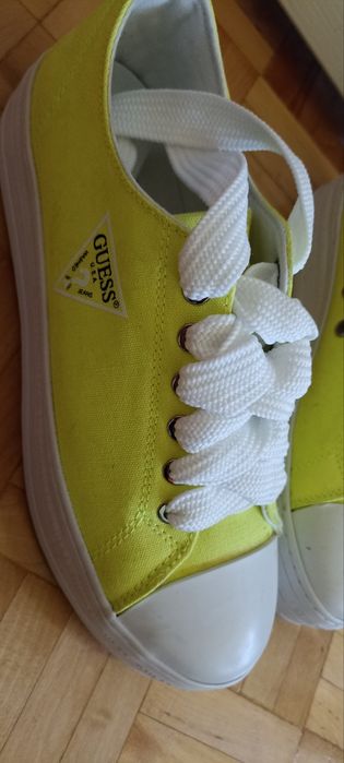 Trampki tenisówki Guess neonowo żółte 40