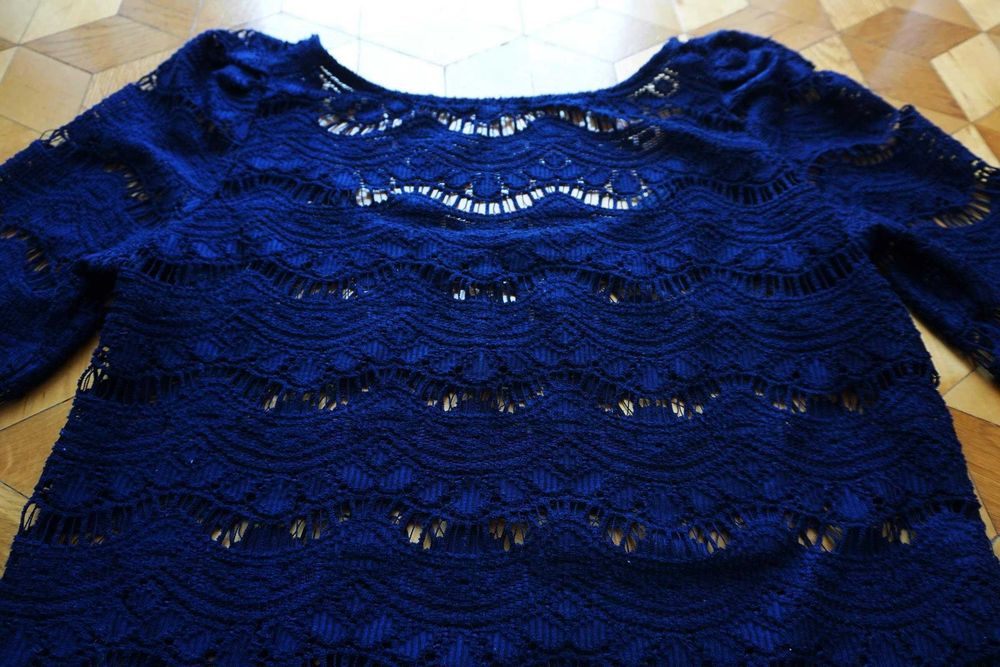 T-shirt bluzka koronka S M 36 38 Atmosphere granat granatowa crop