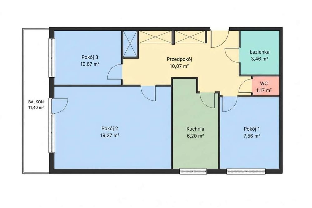 3-pokojowe mieszkanie z balkonem | 58,40 m² | Dąbrowa Górnicza