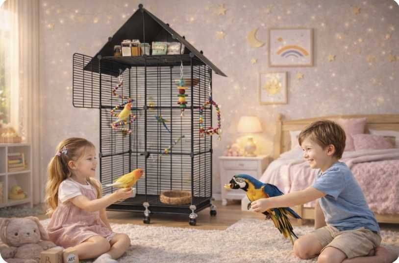 Металева велика клітка клітина для птахів,білок будинок з дахом