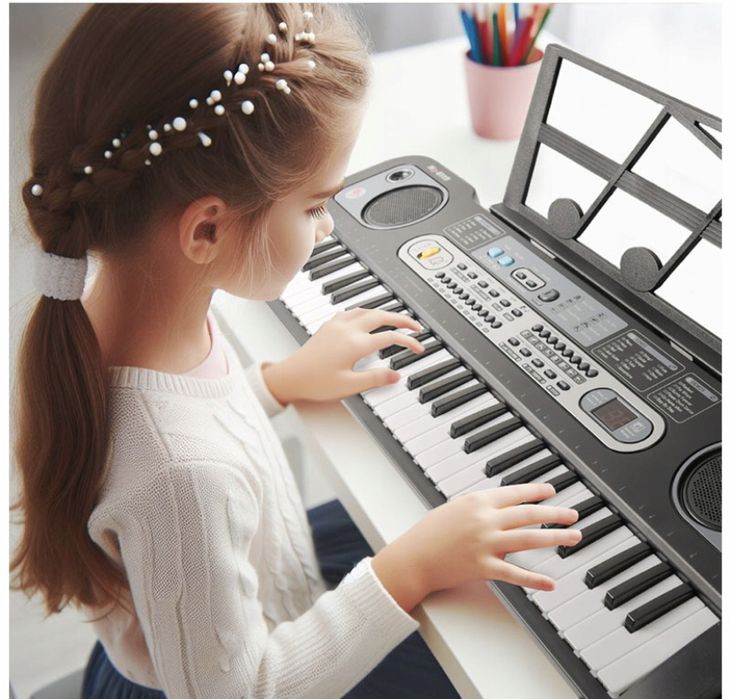 Keyboard Organy Pianino Do Nauki 61 Klawiszy Mikrofon Prezent Dzieci