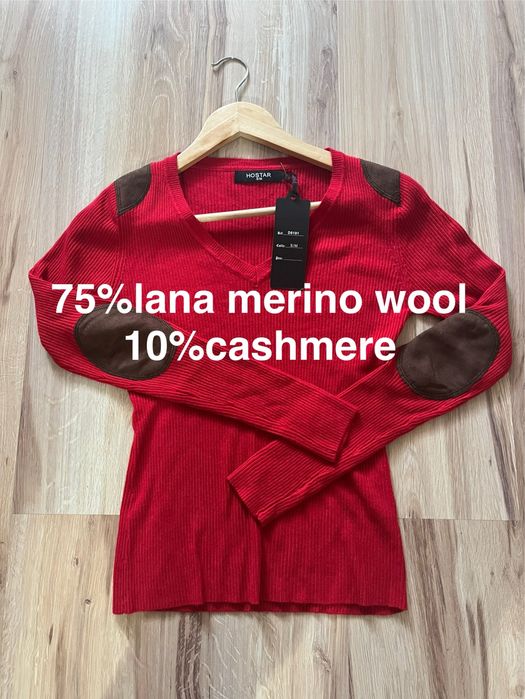Nowy sweter damski z merino i kaszmiru S/M