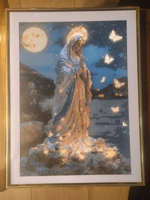 Obraz religijny wykonany z haftu diamentowego