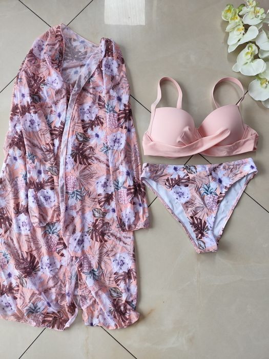 NOWY trzyczęściowy zestaw plażowy bikini  L 40