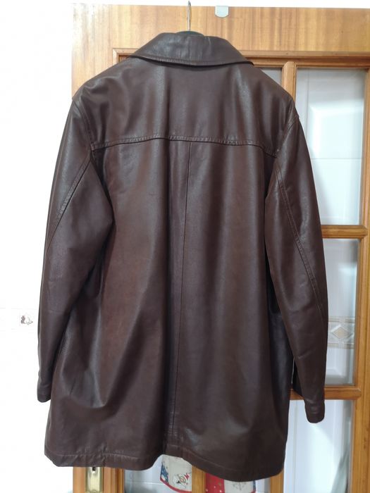 Casaco de homem castanho, em pele, Soporcol, 52