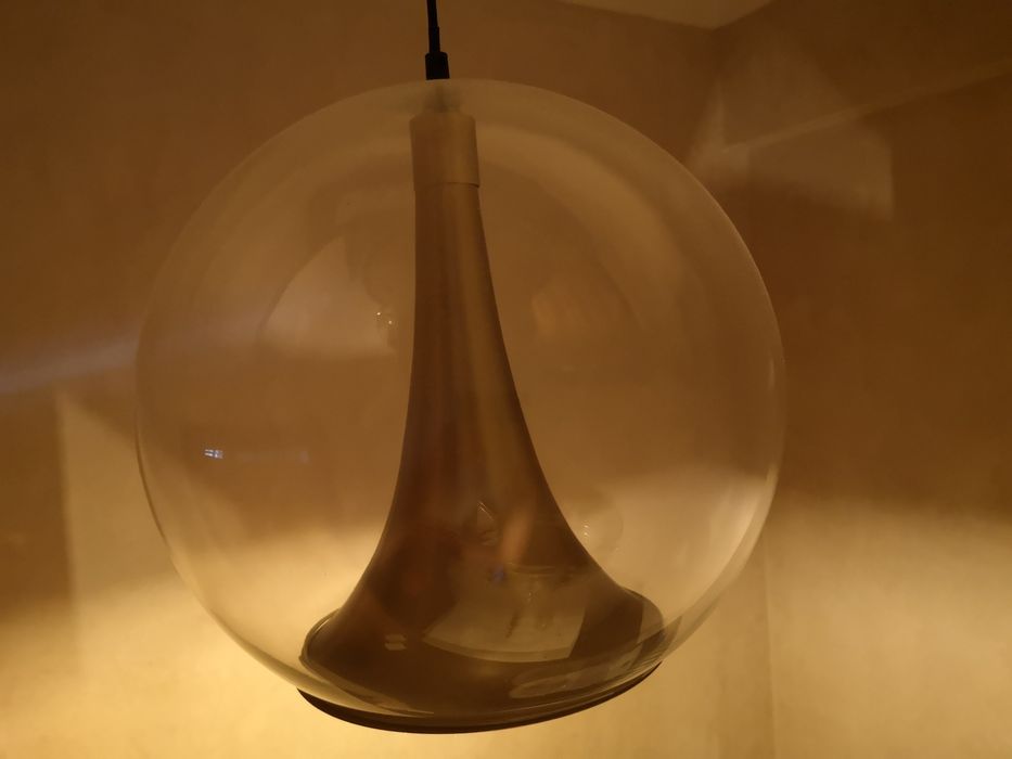 Candeeiro novo de vidro e metal dourado