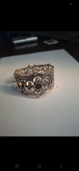 Bransoletka damska ze srebra i złota antyk filigramowa