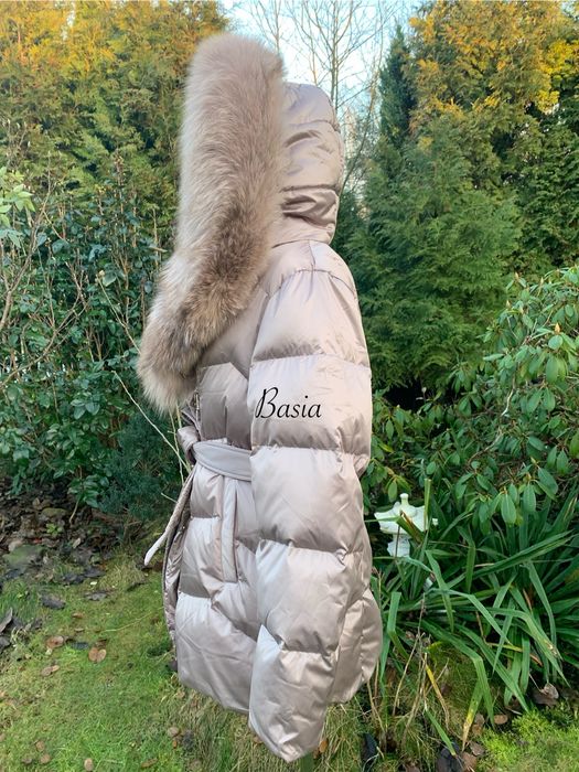 Kurtka puchowa z lisem naturalnym