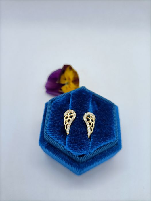 Kolczyki skrzydełka ze złota, złoto pr 585