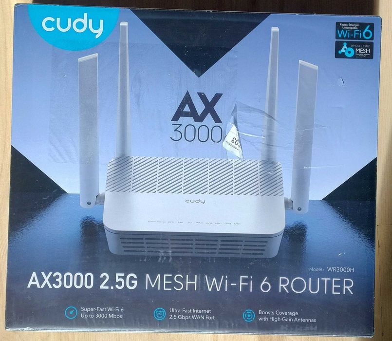 Nowy router WiFi6 Cudy WR3000H WAN 2,5Gb, zapakowany, AX3000, dow.zak.