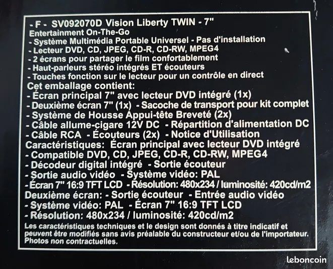 Мультимедійна система.  Портативний універсальний VISION LIBERTY TWIN