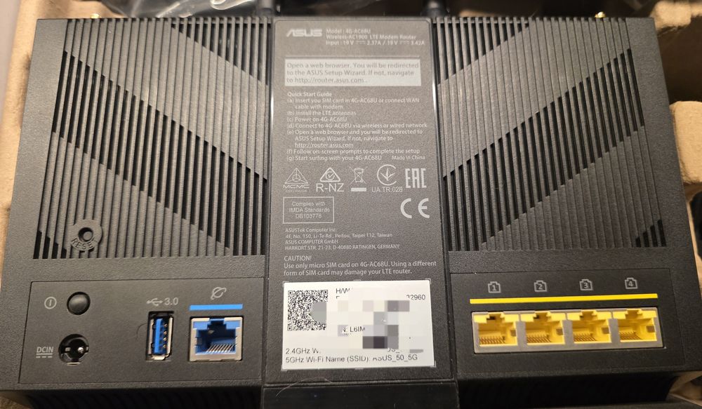 Szybki router Asus 4G-AC68U, LTE, WAN, idealny, komplet