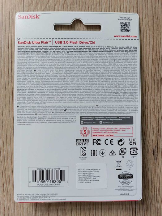 Pendrive, pamięć przenośna SanDisk Ultra Flair 64GB USB 3.0 NOWY!!!