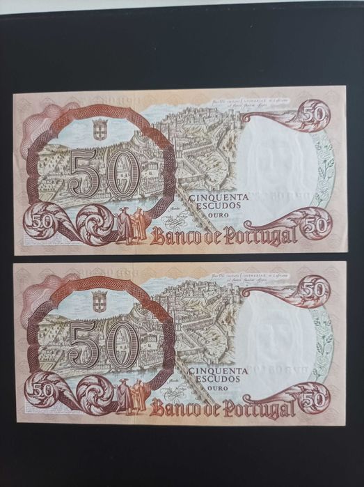 2 notas de 50 escudos Rainha Santa Isabel, não circuladas.
