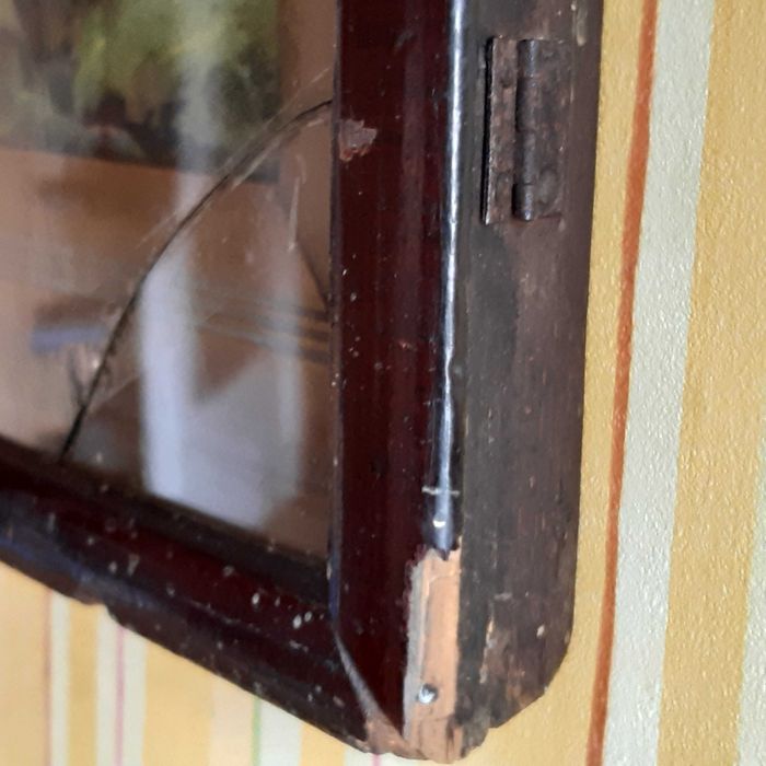 Obraz Objawienie Matki Bożej w Lourdes z Bernadettą antyk