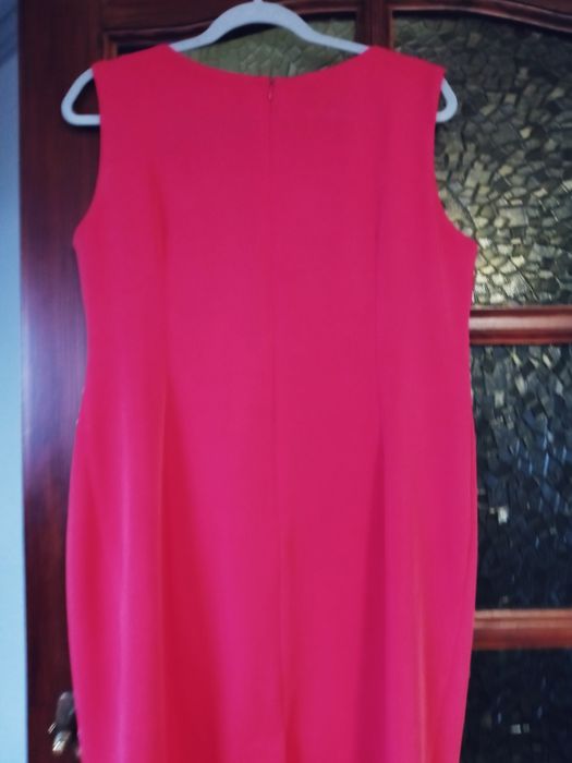 Sukienka damska prosta 48 rozowa z koronka