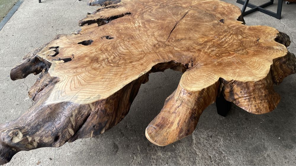 Ława jesionowa, stolik kawowy185x185 cm, monolit, unikat