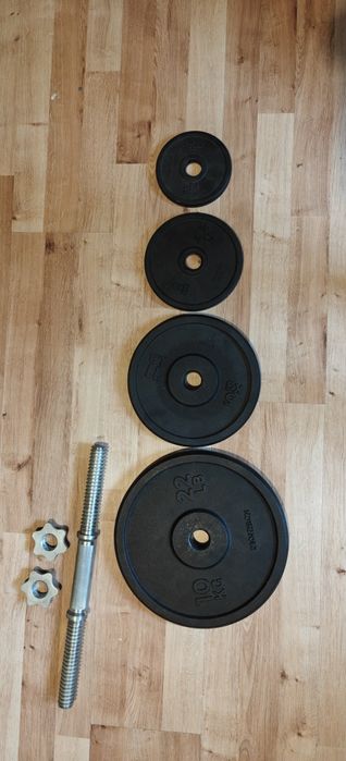 ZESTAW obciązenia żeliwnego i dwóch krótkich gryfów Decathlon 84kg