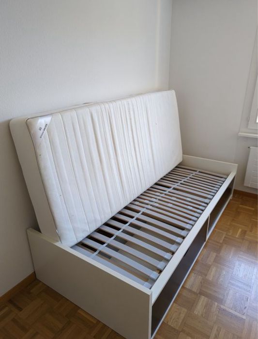 Cama Ikea FLAXA + colchão + gavetões