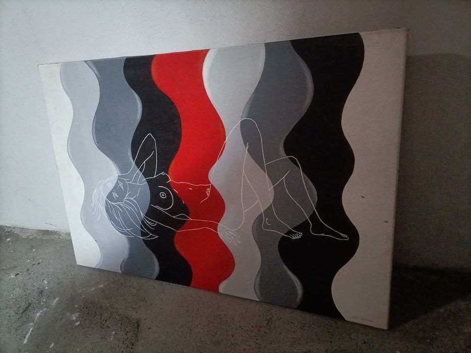 Tela pintada a acrílico, tema original e exclusivo