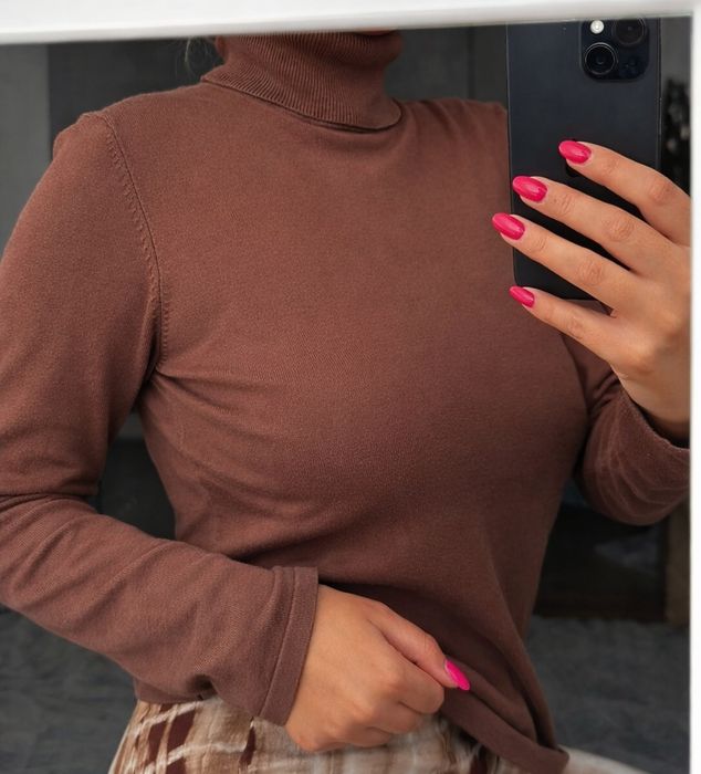 Brązowy golf bluzka sweterek