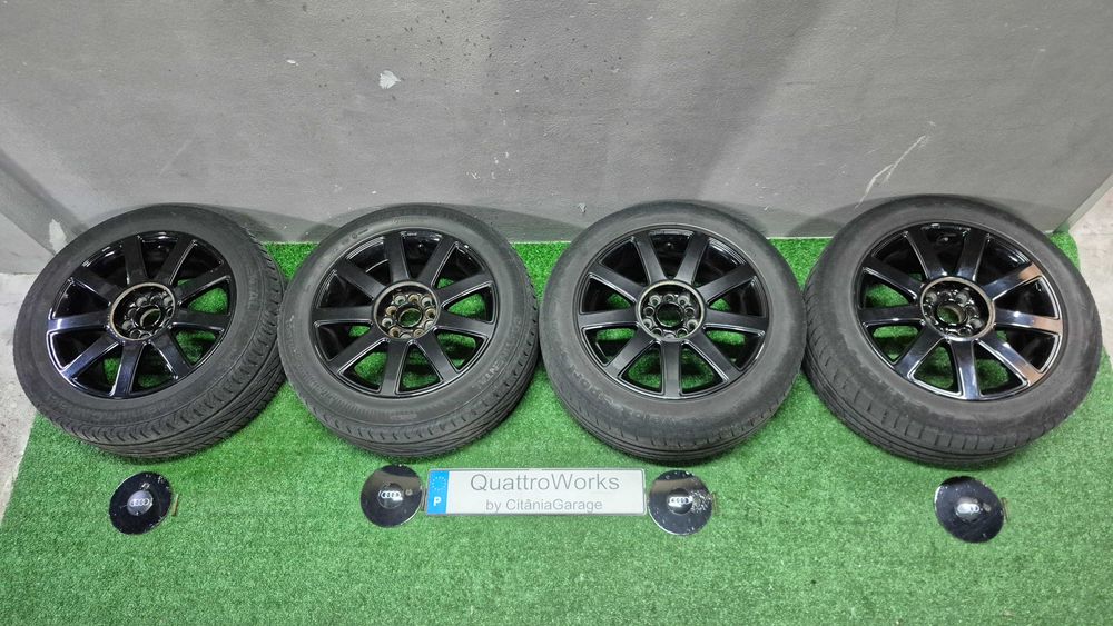 4 Jantes 16 Polegadas Dupla Furacao 5x100 e 5x112 Sline Preto Brilho com Pneus 205/55R16