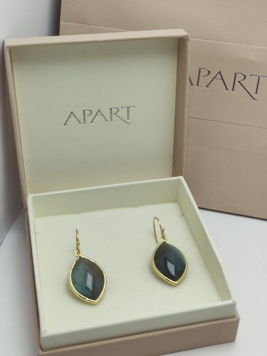 Kolczyki pozłacane z naturalnym labradorytem