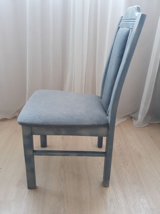 Стілець  для кухні м'який з високою спинкою сіро голубий