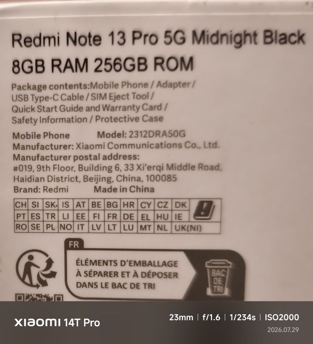 Smartfon Redmi Note 13PRO 5G Midnight Black