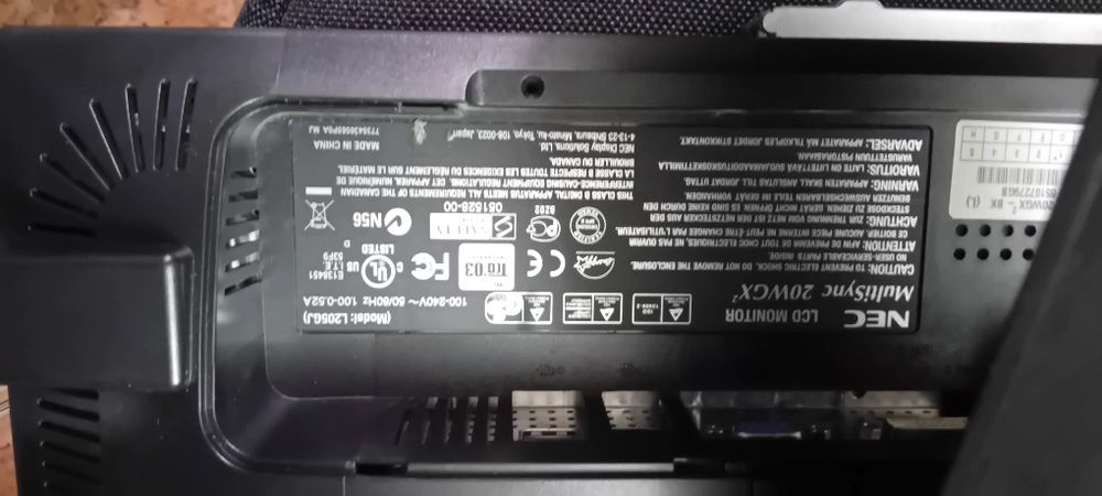 Monitor NEC MultiSync 20WGX² – 20” IPS – DVI/VGA – a funcionar perfeit