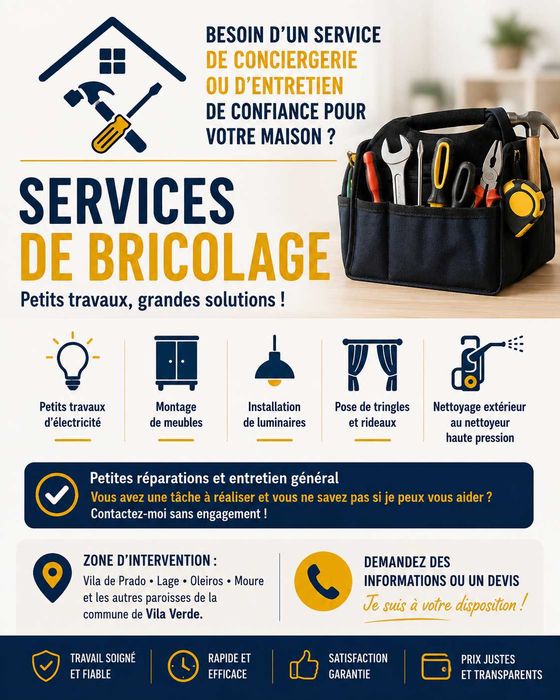 Serviços de Bricolagem e Pequenas Reparações ao Domicílio / Besoin d’aide à la maison ? Avez-vous besoin d’un service de conciergerie ?