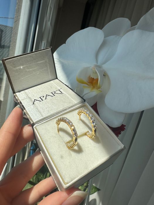 kolczyki koła złote kółka diamenciki pozłacane srebro próba 925