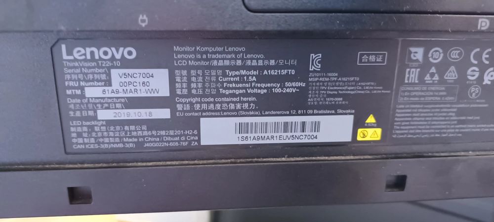 Para peças- monitor Lenovo A16215FTO-22"