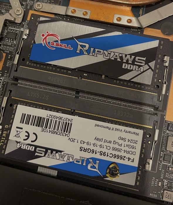 2 Memória RAM G.SKILL Ripjaws 32GB (2x16GB) DDR4 2666MHz SO-DIMM – Excelente Estado