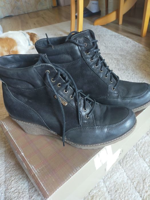 Botki na koturnie skórzane Lasocki rozmiar 41.